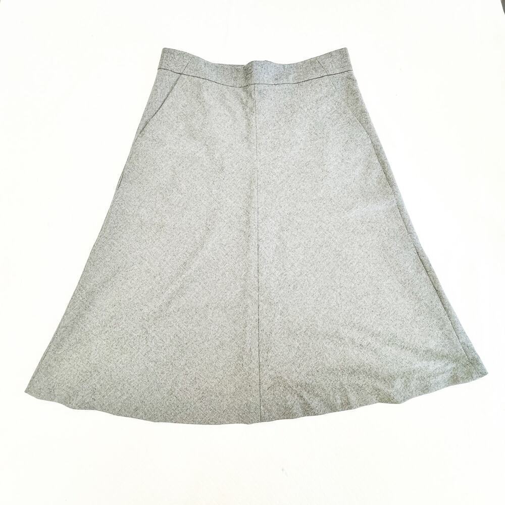 Theory Wool Blend Round Skater Skirt Heather Grey Knee Length Size 8